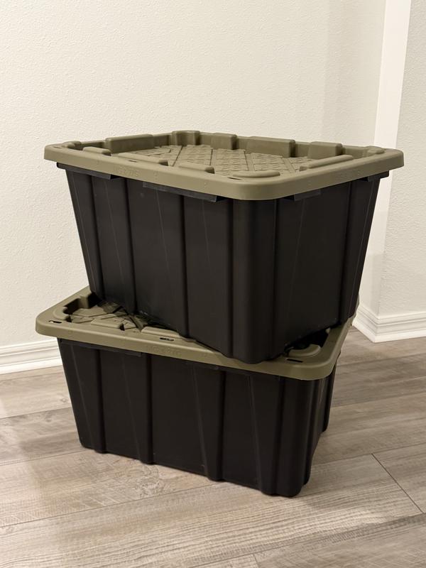 HDX 57 Gal. Tough Storage Tote in Black with Yellow Lid 999-57G