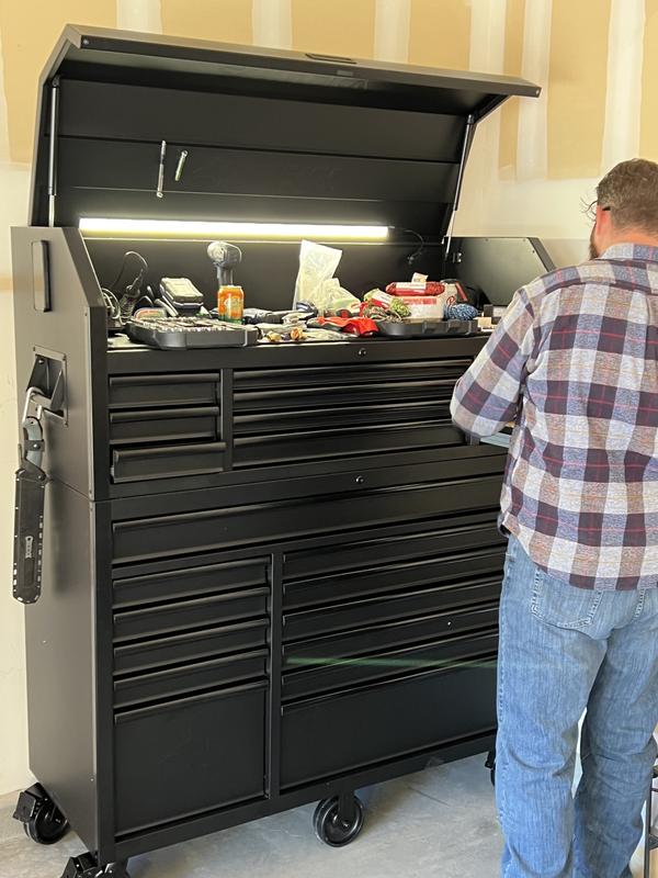 Husky Tool Storage 52 in. W x 20 in. D Heavy Duty Rolling Tool Chest Combo in Matte Black