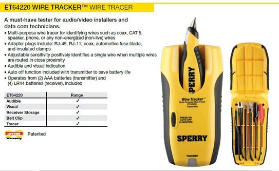 Sperry Lan WireTracker Tone and Probe Wire Tracer ET64220 - The