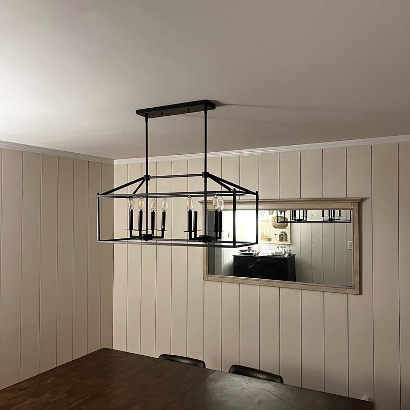 Reviews for Hukoro Alfa 35 in. 8 Light Modern Linear Kitchen Island Rectangle Pendant Chandelier with Matte Black Finish Pg 1 The Home Depot