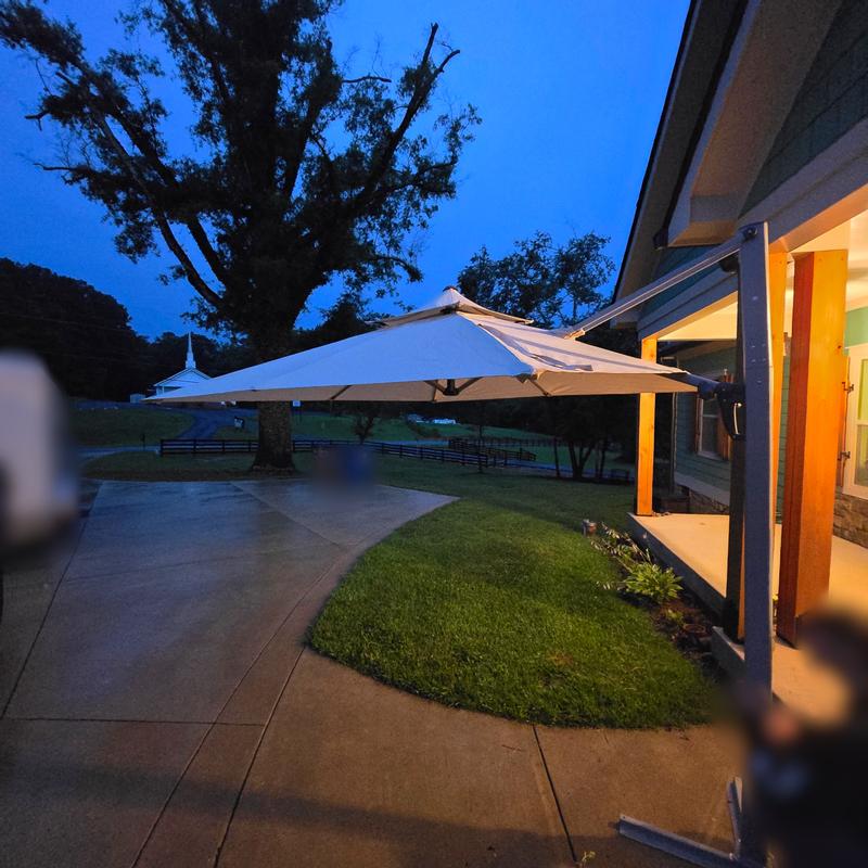 big patio umbrellas in blue 9ft Patio Umbrella with Base and Remote Control, Blue