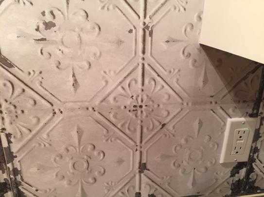 NextWall Distressed Tin Tile Peel & Stick Wallpaper, Linen Charcoal