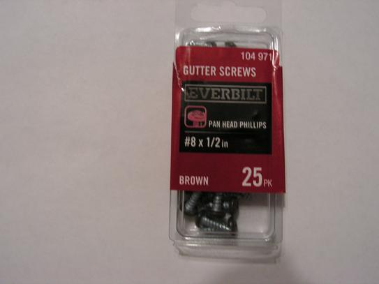 125pcs Everbilt Gutter METAL Screws #8x1/2 in Pan Head Phillips Brown 