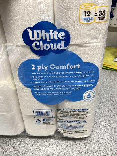2-Ply Comfort Toilet Paper 400-Sheets Per Roll, 12-Rolls Per Pack 