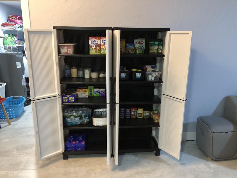 HDX Plastic Freestanding Garage Storage Cabinet With Lockable