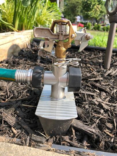 Orbit 7,800 sq. ft. Brass Adjustable Impact Sprinkler on Zinc Spike 56348 -  The Home Depot