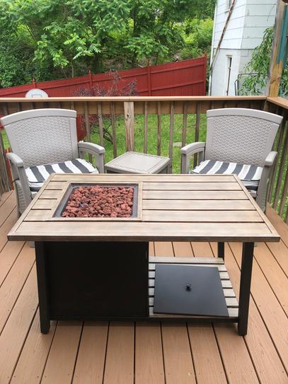 Hampton bay fordham fire pit coffee table discount