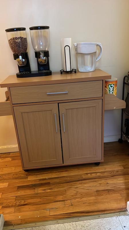HODEDAH Chocolate-Grey Kitchen Island with Spice Rack and Towel