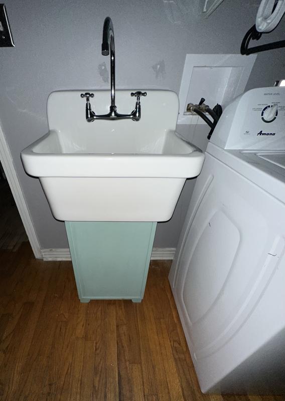 Eridanus 21" Wall-Mounted Farmhouse Utility Sink – Porcelain Ceramic, High Back, Above Counter – For Garage, Laundry, Kitchen