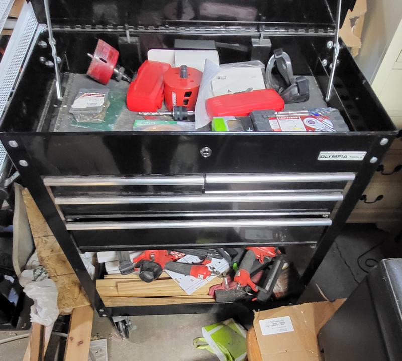 OLYMPIA 30 in. W x 18 in. D 4-Drawer Roller Cabinet Tool Chest in Black