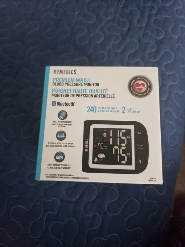 Premium Wrist Blood Pressure Monitor with Attached Wrist Cuff - Homedics