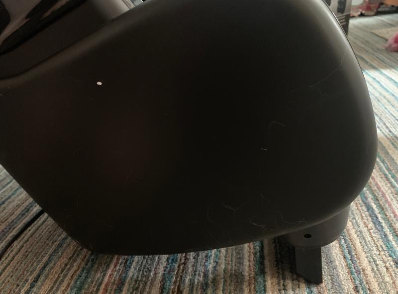 Side view with the little flip down piece in front that makes it angle backward, if you so desire.
