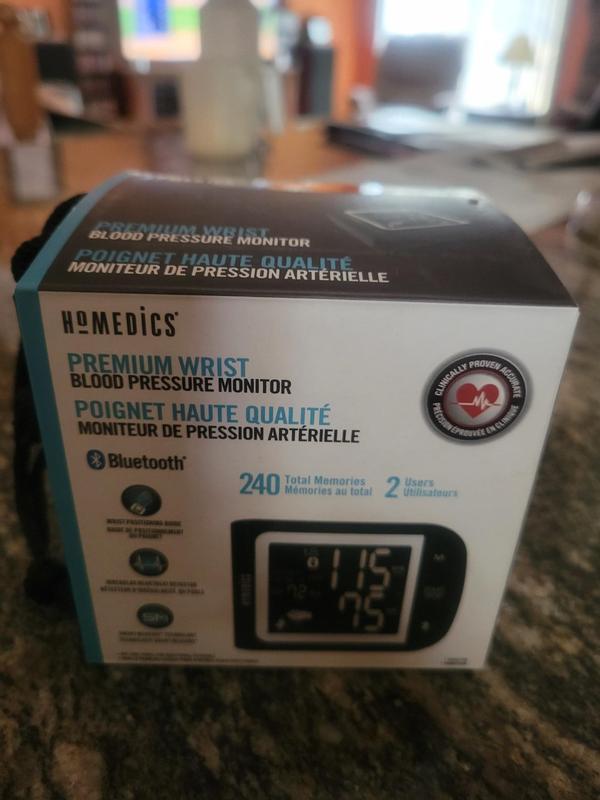 Premium Wrist Blood Pressure Monitor with Attached Wrist Cuff - Homedics