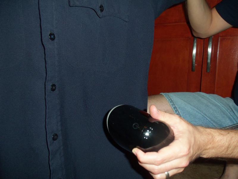 Steaming a shirt