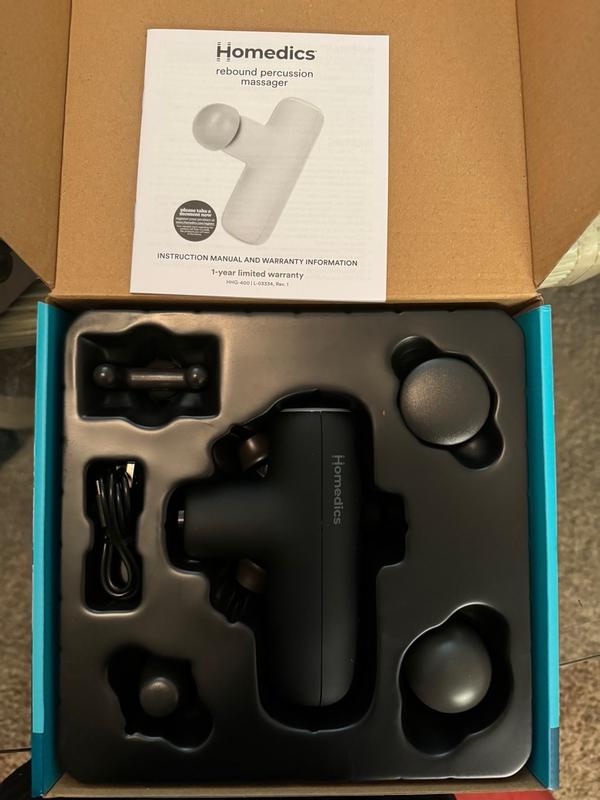 Homedics Rebound Essential Percussion Massager, Cordless, Rechargeable