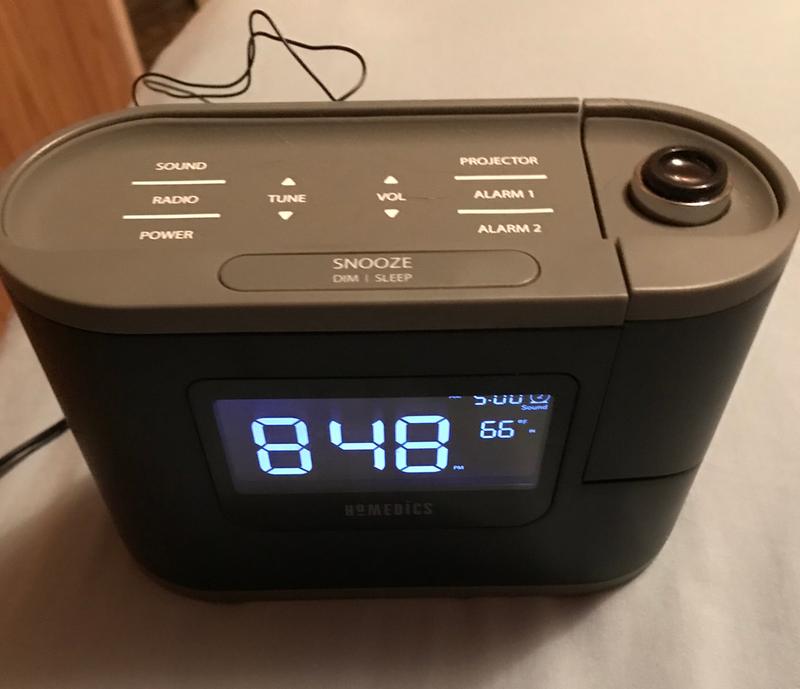 HoMedics SoundSpa Recharged Digital Projection Alarm Clock Radio