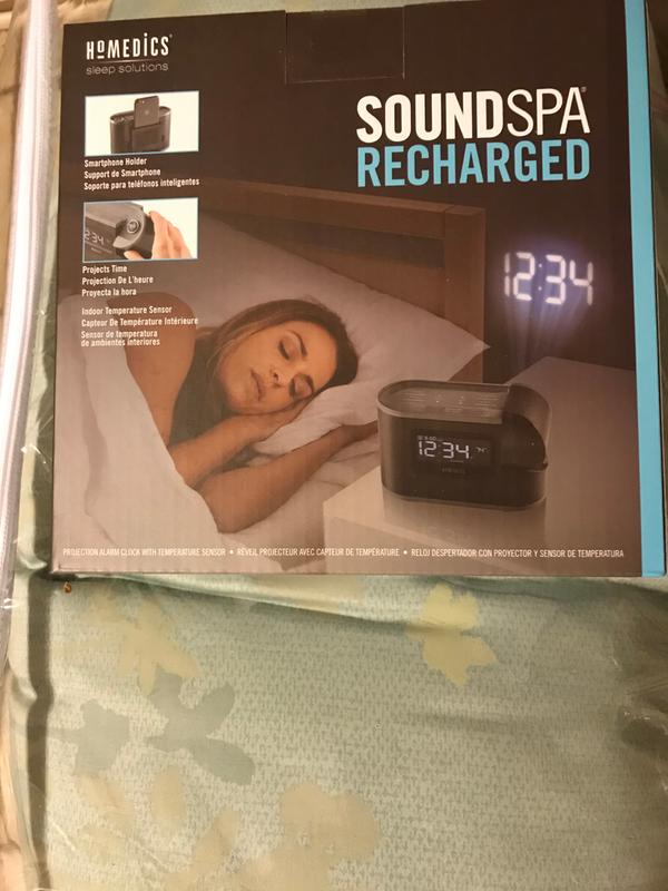 HoMedics SoundSpa Recharged Digital Projection Alarm Clock Radio