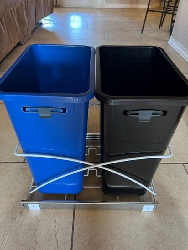 Home Zone Living 7.6 Gallon Under Cabinet Open Pull Out Trash Can,  Adjustable Slide Out Waste Bin