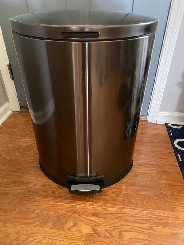 Home Zone 45 Liter 12 Gallon Step Pedal Semi Round Stainless Steel Trash Can Bin 