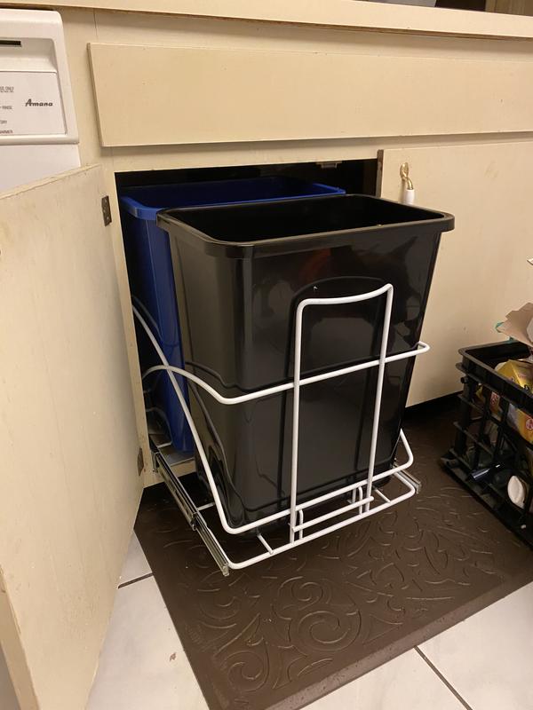 2 IN 1 Kitchen Trash Can with Slide Lid, Under Sink Garbage Can