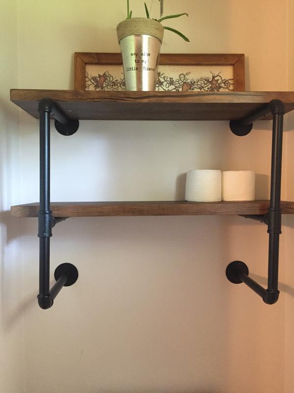 HoneyCanDo® 2Tier Metal Industrial Wall Shelf in Black Bed Bath