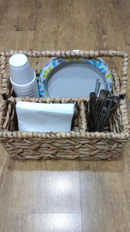 Honey-Can-Do Natural Wicker Multi-Use 3-Compartment Basket Caddy with Handle