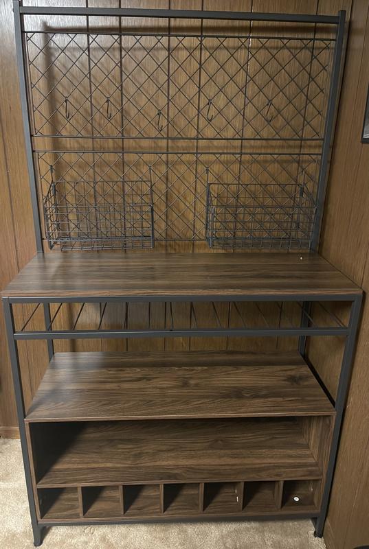 Honey Can Do 65 Bakers Rack with Cutting Board & Hanging Storage - Black