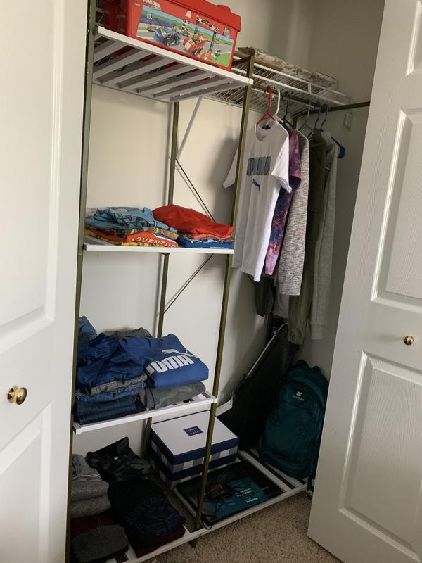 Olive/White Metal Freestanding Open Closet with 4 Shelves