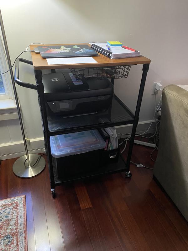 Honey-Can-Do 36 Kitchen Cart with Wheels, Storage Drawer and Handle -  Black