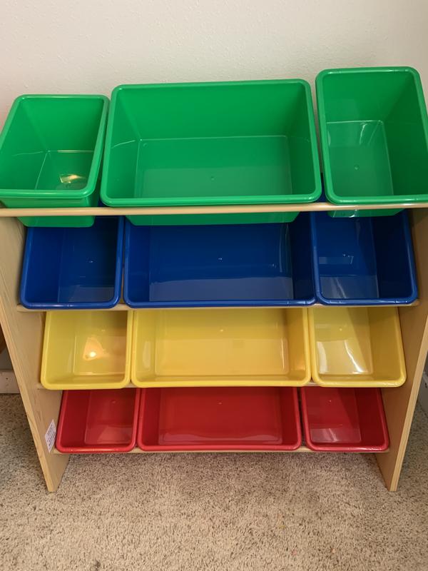 Natural/Primary Colors 12-Bin Kids Toy Storage Organizer