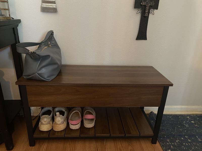 Honey-Can-Do 2-Tier Entryway Shoe Bench Walnut