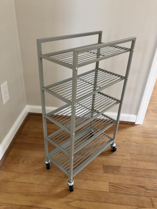 NUNET 2 Tier Rolling Storage Cart Kitchen or Bathroom Organizer with Wheels & Handle Adjustable Small Rolling Cart Cabinet Organizer Under Table Storage