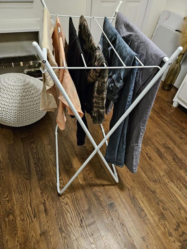 White Metal Collapsible Clothes Drying Rack