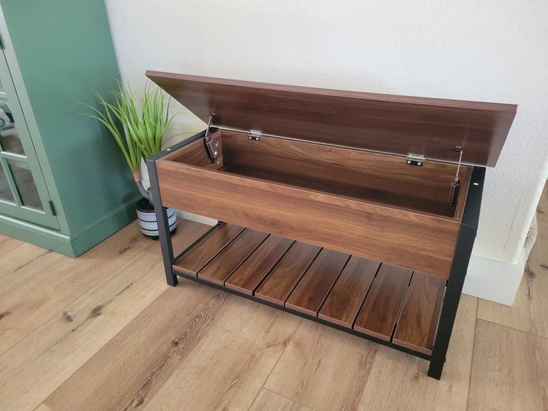 Honey-Can-Do 2-Tier Entryway Shoe Bench Walnut