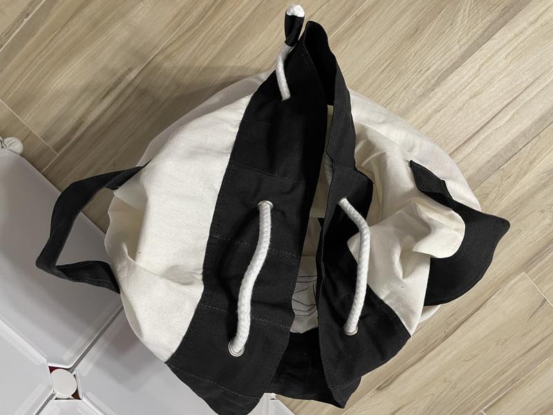 Honey Can Do Extra Capacity Laundry Duffle Bag, Black/White