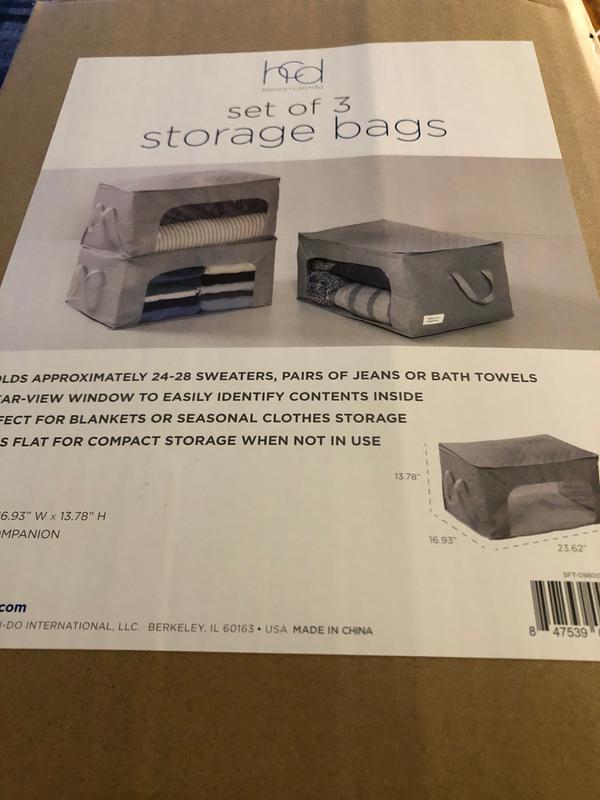 NUYKOUY Set of 3 Clear Vinyl Storage Bags with Zipper 24x20x11 inch, Clothes Bag Organizer, Space Saver PVC Comforter Clear Storage Bags for Blanket