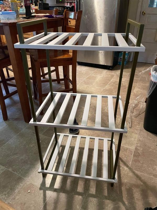 Honey Can Do 3-Tier Tubular Metal Shelf, Olive and White