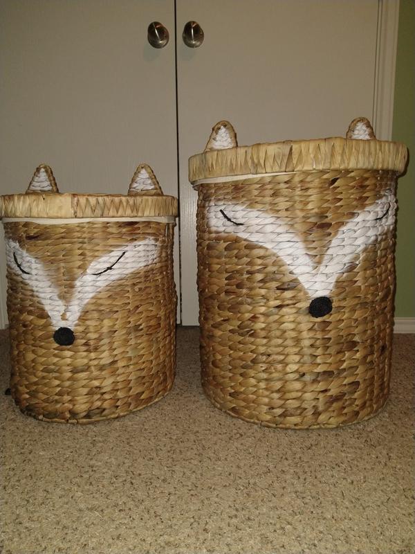 Honey-Can-Do Set of Two Fox Shaped Storage Baskets with Lid, Natural  STO-09151 Natural Small