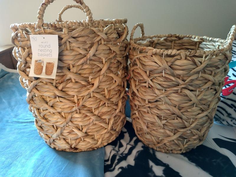 Honey-Can-Do Juego de 2 cestas redondas decorativas de mimbre con asas para  almacenamiento, natural STO-09848 Natural