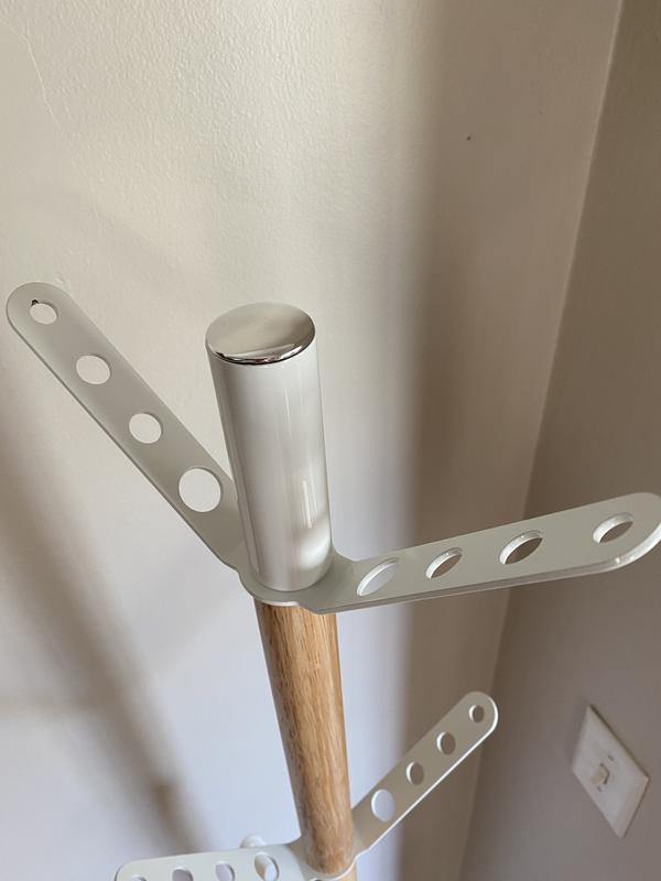 Natural/White Freestanding Coat Rack with 6 Hooks