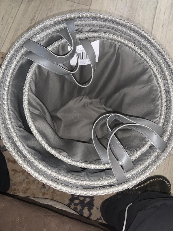 Gray Woven Leather Laundry Basket – Nest Casa
