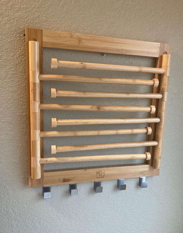 Natural Bamboo Wall Mount Swivel-Arm Drying Rack