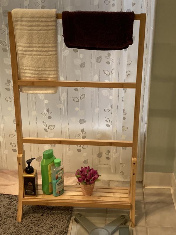 Honey-Can-Do Steel Bathroom Slatted Shelf with Towel Bar