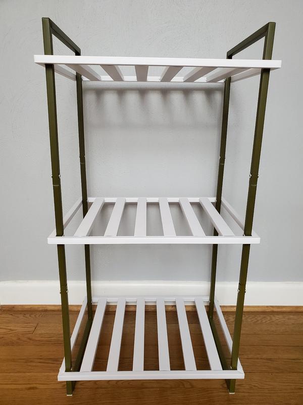 Honey Can Do 3-Tier Tubular Metal Shelf, Olive and White