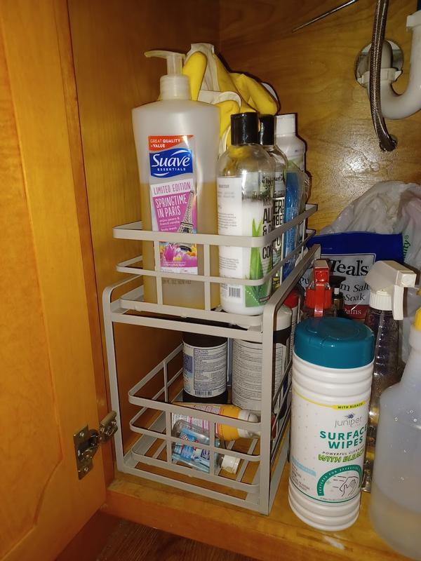 Honey-Can-Do Gray Steel Pull Out Under Sink Organizer with 2