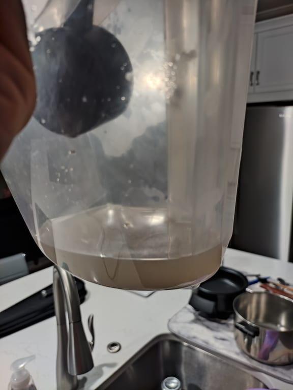 the dirty water in the reservoir.