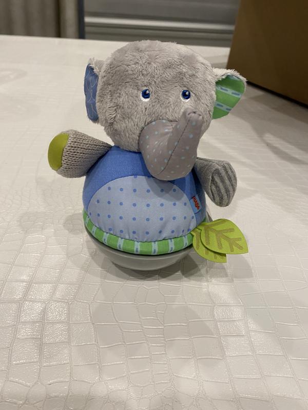 HABA Roly Poly Elephant Soft Wobbling & Chiming Baby Toy Bed Bath