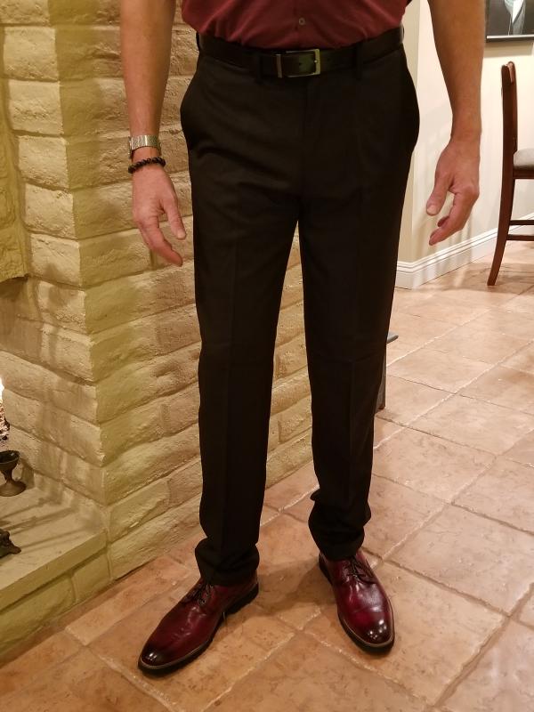 black pant, right out of the mail order bag.