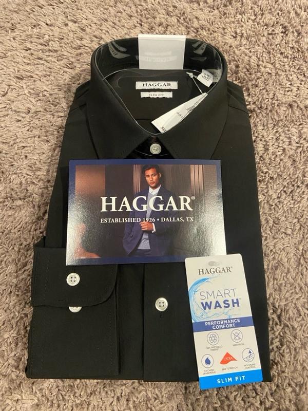 Haggar Slim Fit Solid Dress Shirt, Black Solid | Men's Wearhouse