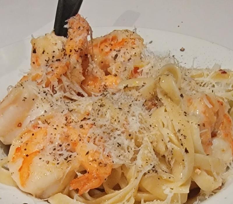 Shrimp scampi over linguini!